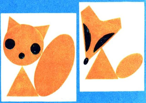 Аппликация лисы из геометрических фигур