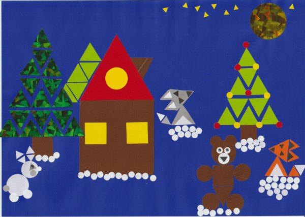 Новогодняя картина из геометрических фигур