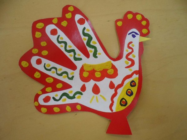 Дымковская игрушка петушок аппликация