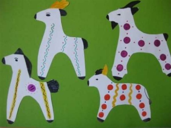 Дымковская роспись козлик