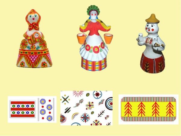 Роспись игрушки дымковским узором