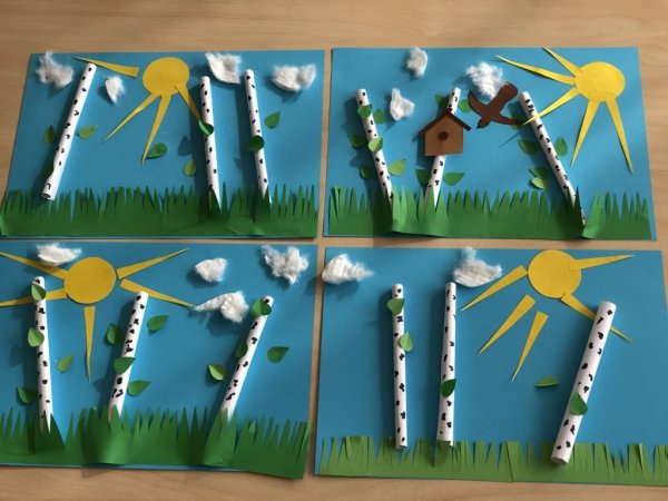 Аппликация Весенняя береза