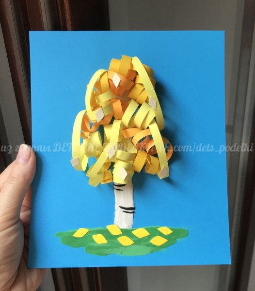 Аппликация Березки из бумаги