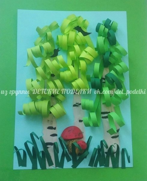 Березы из бумаги объемная аппликация