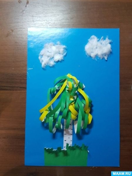 Поделка аппликация кудрявые березы