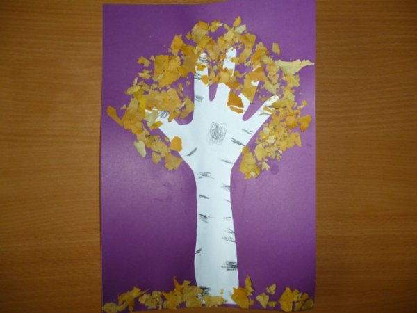 Осенняя береза поделка из бумаги