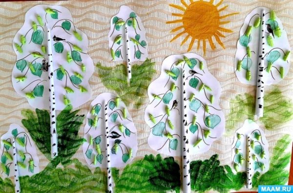 Объемная аппликация Березовая роща