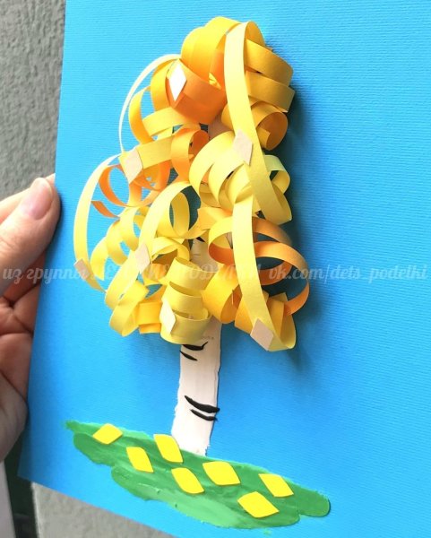 Кудрявая Березка поделка из бумаги