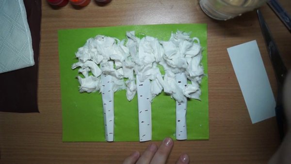 Поделка из бумаги береза объемная