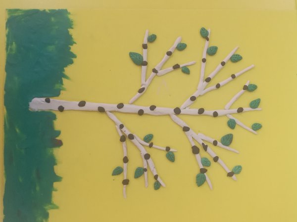 Аппликация Березовая роща 1 класс