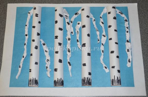 Зимняя береза из бумаги