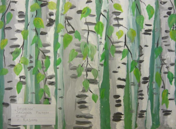 Рисование Березовая роща в подготовительной группе