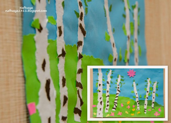 Аппликация береза а на ней жуки аппликация должна быть выпуклой