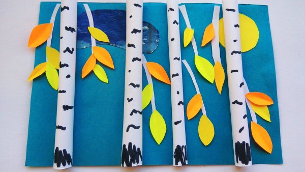 Объемная аппликация Березовая роща