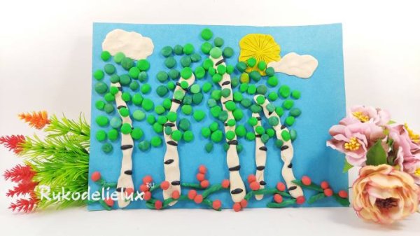 Аппликация Березовая роща