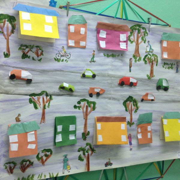 Аппликация город средняя группа