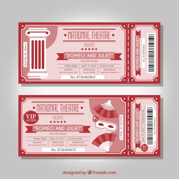 Макет билета в театр