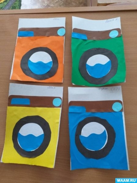 Аппликация стиральная машина 2 младшая группа