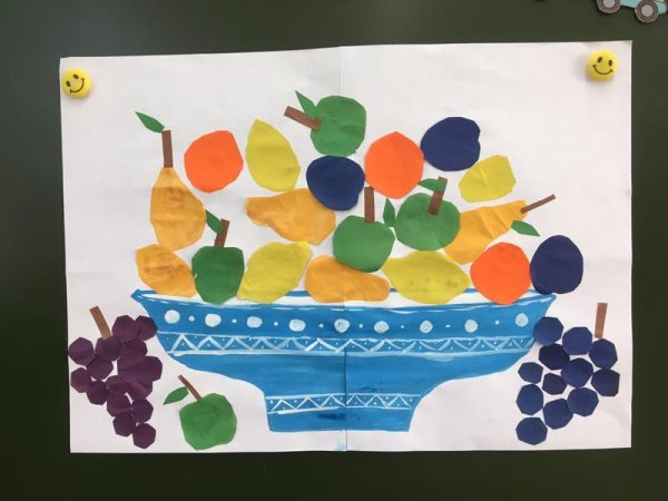 Аппликация фрукты на тарелке