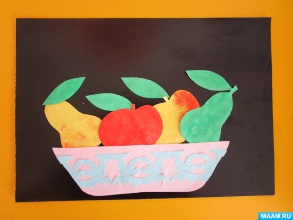 Фрукты в вазе аппликация младшая группа
