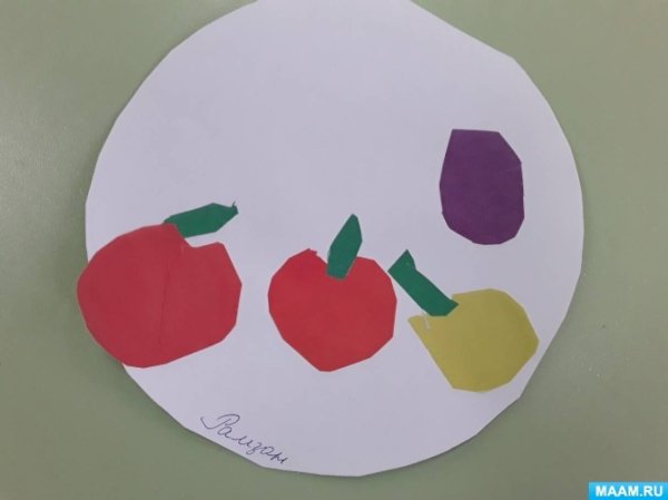 Аппликация фрукты на тарелке в старшей группе