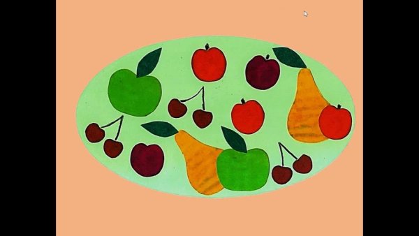 Аппликация фрукты на тарелочке