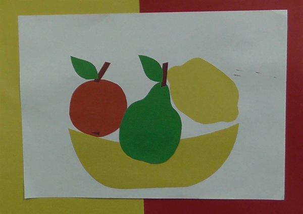 Обрывная аппликация фрукты в подготовительной группе