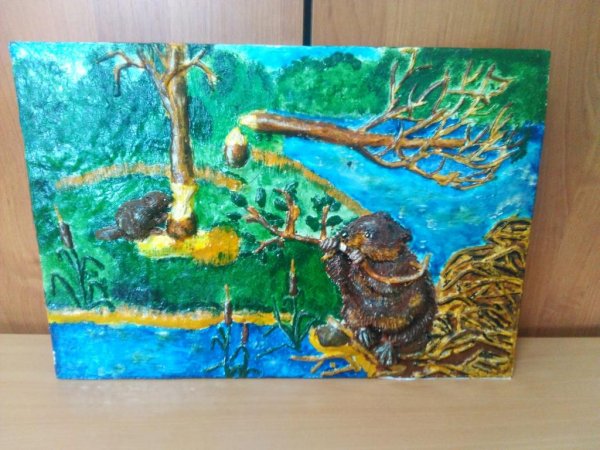 Поделка бобры на плотине