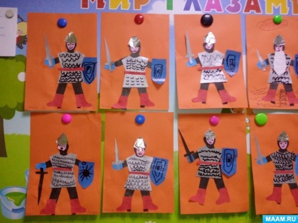 Аппликация богатыри в подготовительной группе