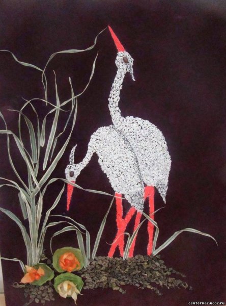 Цапля из природного материала