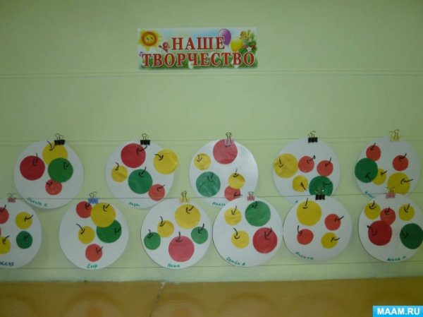 Яблоки большие и маленькие аппликация младшая группа