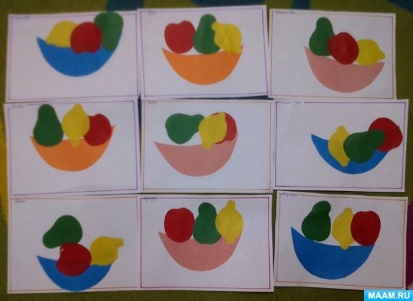 Фрукты на тарелке рисование в средней группе