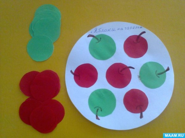 Аппликация овощи и фрукты в младшей группе
