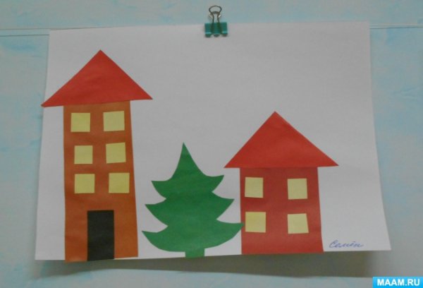 Аппликация дом на нашей улице старшая группа