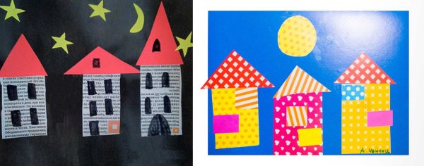 Аппликация цветной домик средняя группа
