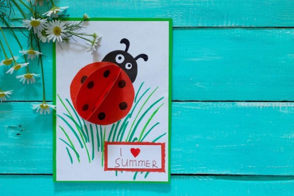 Божья коровка открытка из бумаги