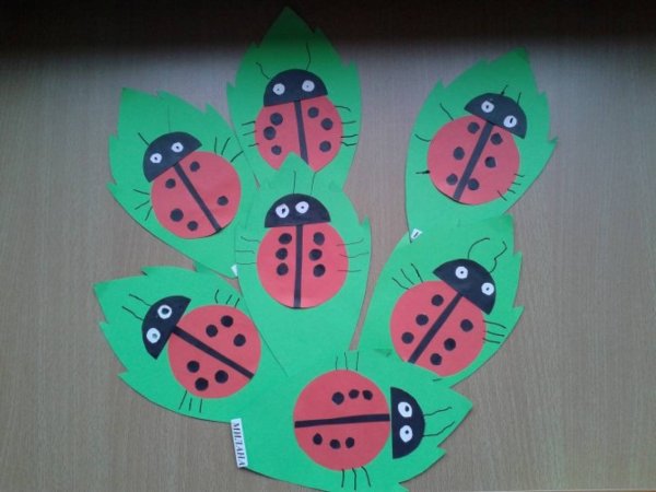 Аппликация Божья коровка в младшей группе детского сада