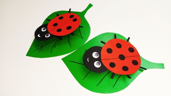 Божья коровка из цветной бумаги 1 класс