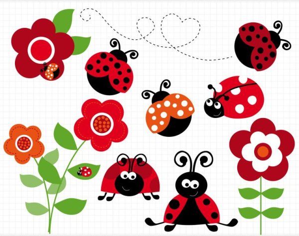 Аппликация Божья коровка из ткани