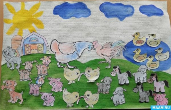 Коллективная аппликация домашние животные