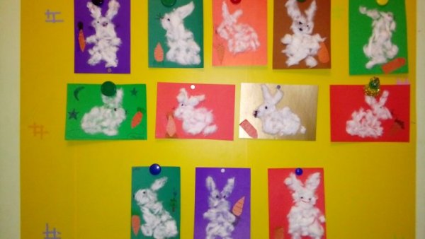 Аппликация зайчик в подготовительной группе