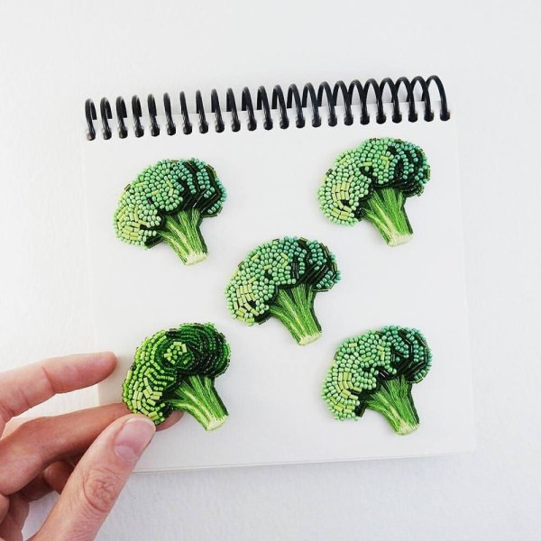 Брошь брокколи вышивка