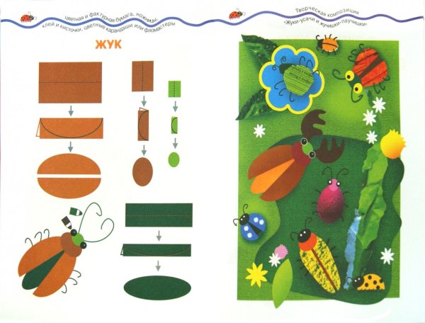 Аппликация из бумаги насекомые