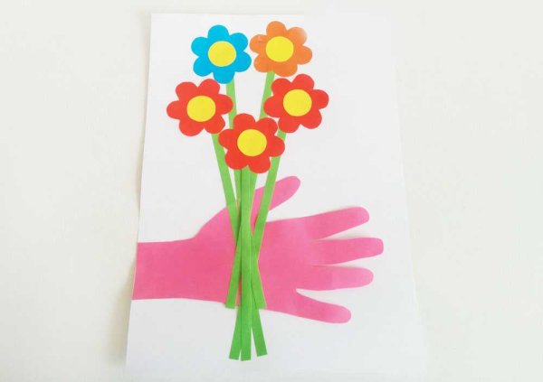 Букет цветов аппликация из цветной бумаги