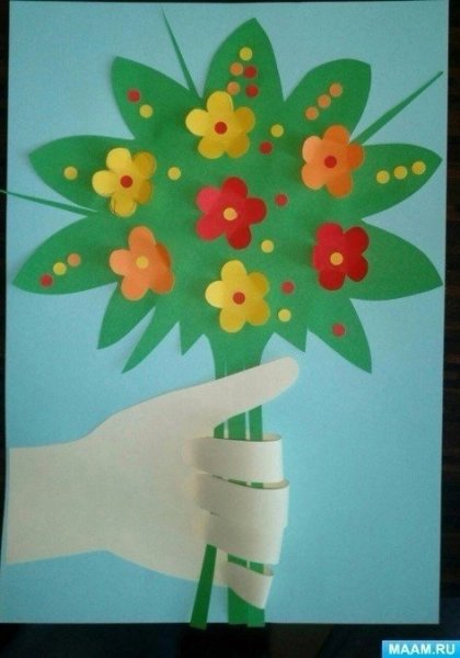 Аппликация букетдоя мамы