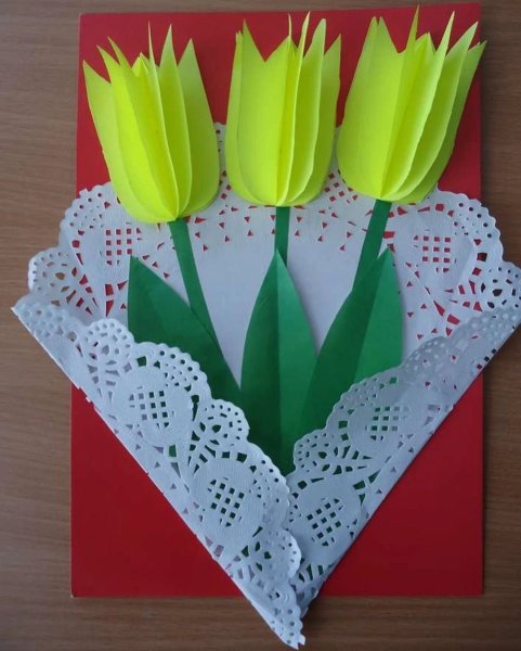 Аппликация букет для мамы