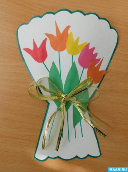 Аппликация букетдоя мамы