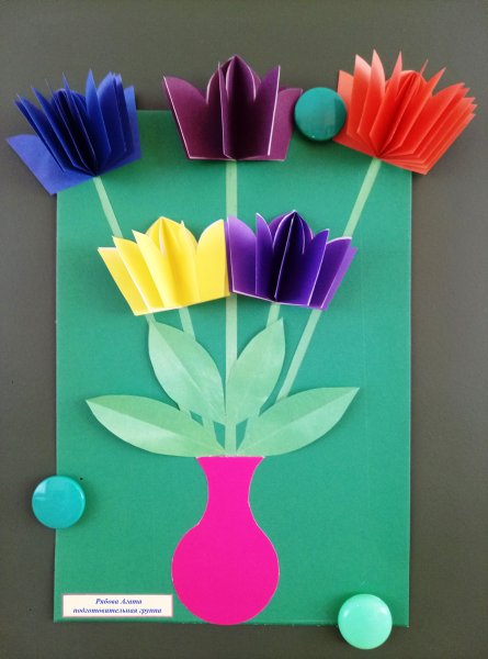 Аппликация букетдоя мамы