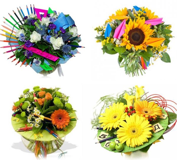 Букет с астрами на 1 сентября