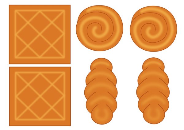 Хлебобулочные изделия круглой и квадратной формы